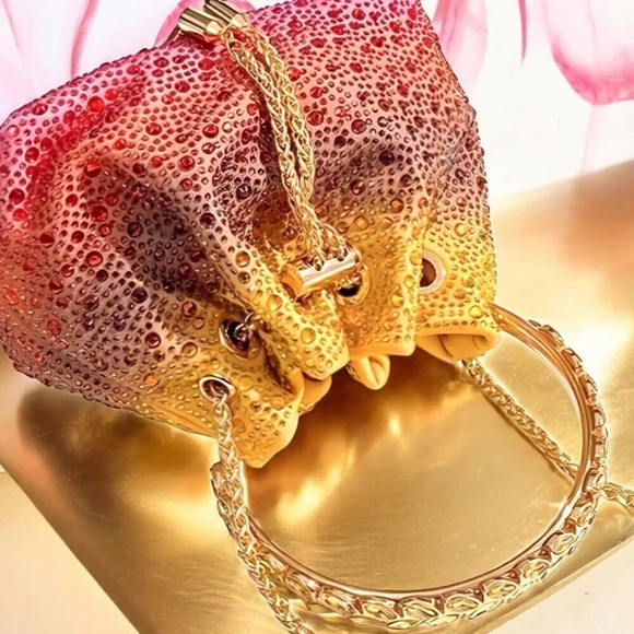 ๐๏ธDazzling Evening Party Cocktail Rhinestones Crystals Colorful Bucket  Bag - Picture 5 of 16